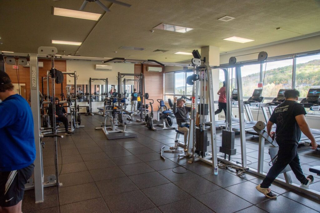 A strength and conditioning training facility for fitness and wellness students at a Western New York Works college.